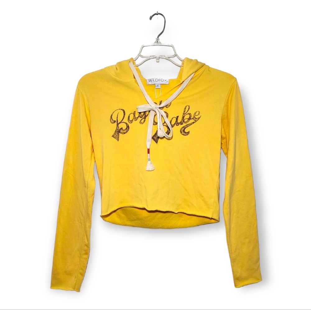 Wildfox Bayou Babe Yellow Cropped Hoodie LSU Purple Gold Small